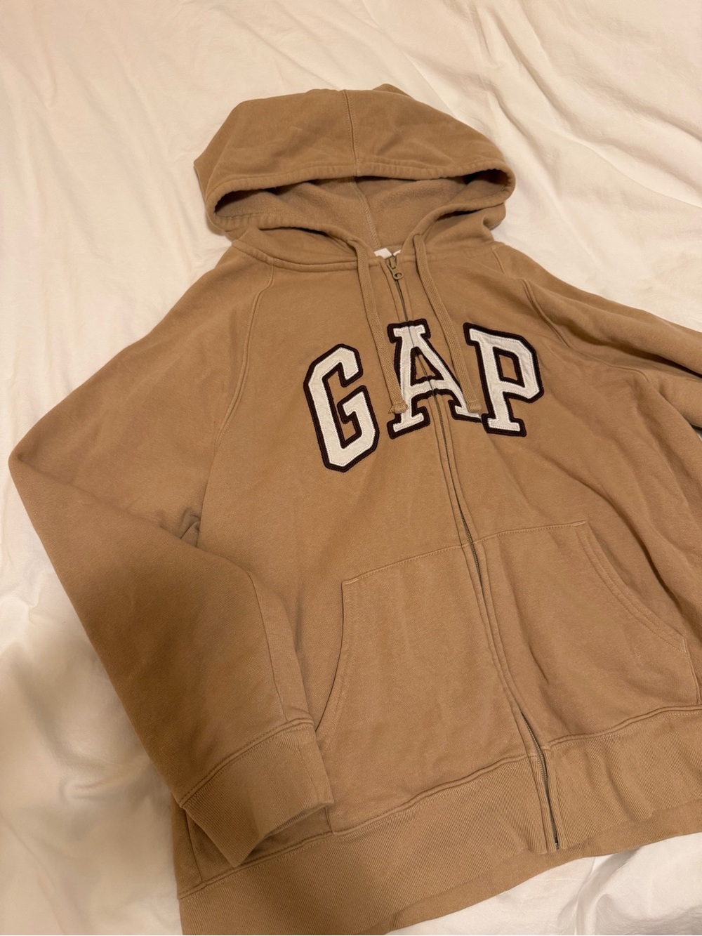 GAP Arch Logo Full Zip Hoodie Womens XL Brown